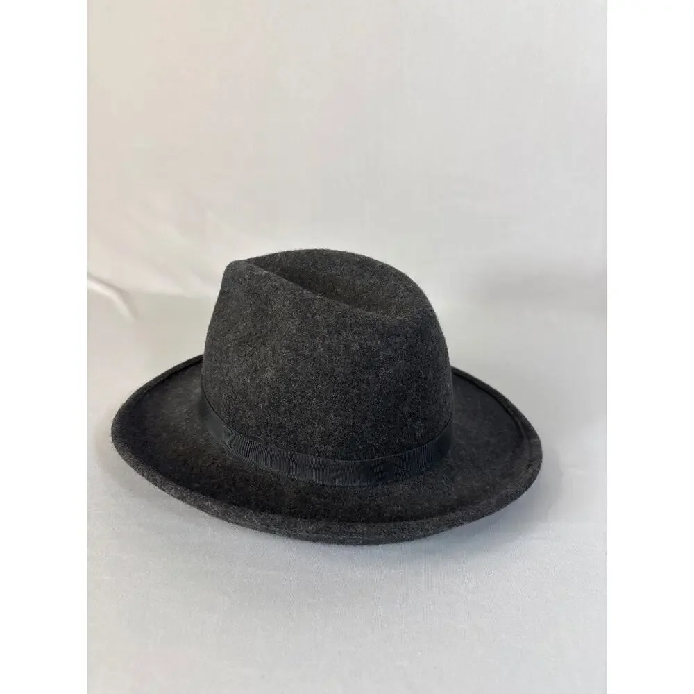Giovannio New York Charcoal‎ Gray Wool Fedora Hat Classic Sequin Chain Band